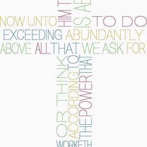 Christian Bible Verse Embroidery Design Ephesians 3:20