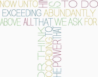 Christian Bible Verse Embroidery Design Ephesians 3:20