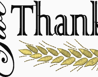 Give Thanks Thanksgiving Word  Fall Machine Embroidery Design - Instant Download