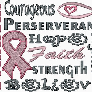 Cancer Survivor Machine Embroidery Design, Includes 2 Sizes -  Cancer Word Design - Instant Download