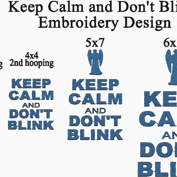 Doctor Who Keep Calm y Don't Blink - Diseño de bordado de máquina - Descarga instantánea