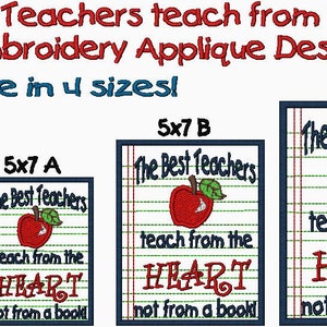 The Best Teachers Teach From the Heart Not From a Book Applique Embroidery Design