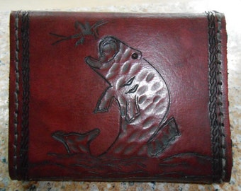 Custom Large Leather tri-fold  Wallet no341