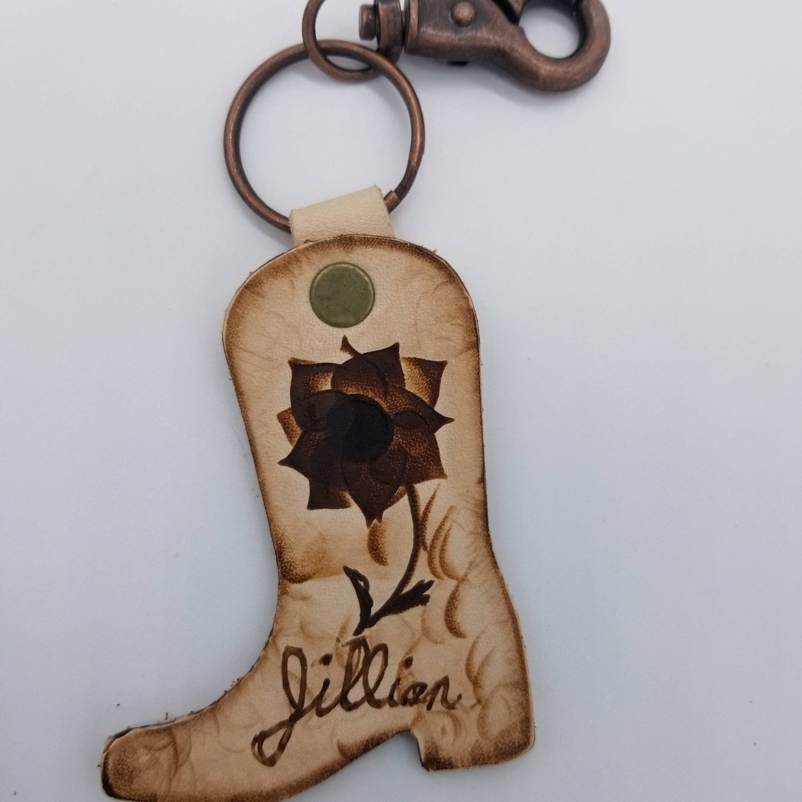 Cowboy boot keychain Etsy