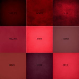 Puede incluir: Nueve tonos de rojo diferentes, cada uno con un nombre descriptivo: Manzana de caramelo, Empoderado, En fuego, Granada, Berilo rojo, Ladrillo rojo, Tierra roja, Rojo intenso y Rubelita.