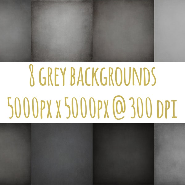 8 GREY Digital Backgrounds for Photography, Video, Portraits, Graphic Design, Digital Art, Photoshop Overlay, Backdrops, Canva