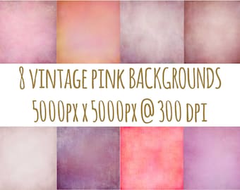 8 VINTAGE PINK Digital Backgrounds for Photography, Video, Portraits, Graphic Design, DigiPaper, Photoshop Overlays, Replace Background