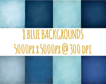 8 Blue Digital Backgrounds for Photography, Video, Portraits, Graphic Design, Digital Art, Adobe Photoshop Overlay, Backdrops