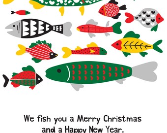 Fish Christmas (4x4 Holiday Card)