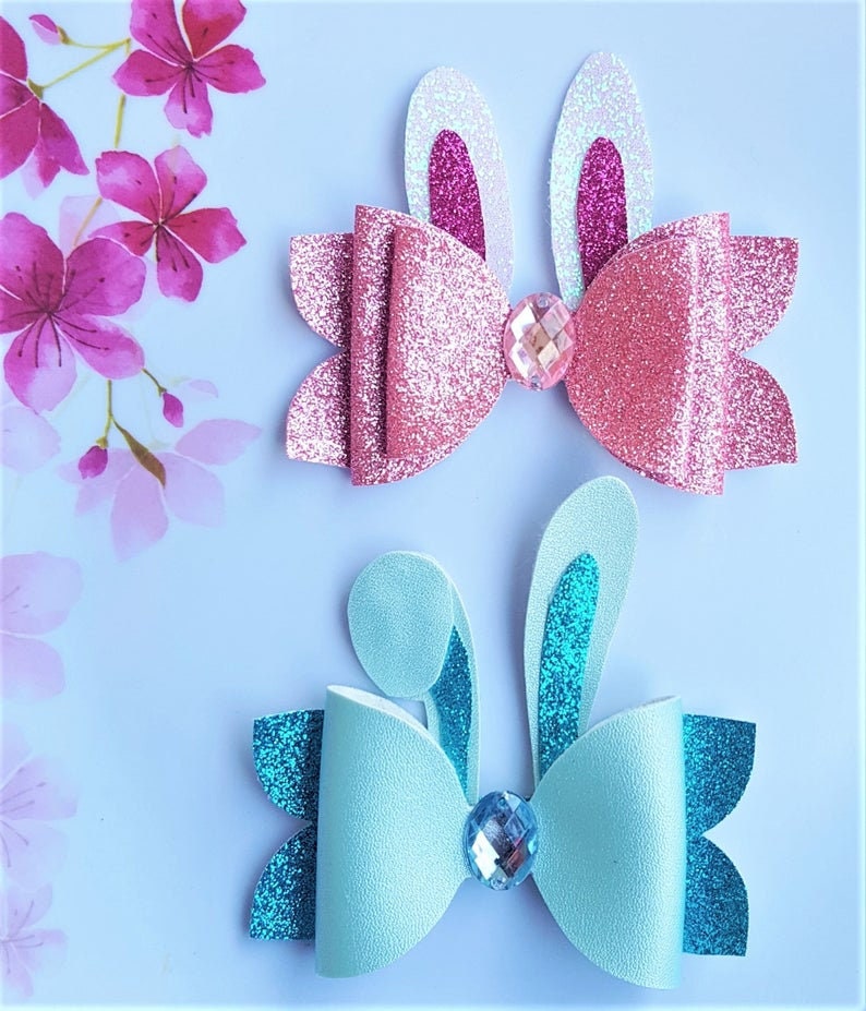 Download Bunny R3 Two 2 Hair Bow Template Bundle Cricut | Etsy