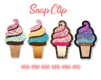 Ice cream Snap Clip SVG, Snapclip Template, Clippie Cover,  Hair Clip Svg, Bow Template, Bow SVG, cut files for Cricut Silhouette  #IC 02A