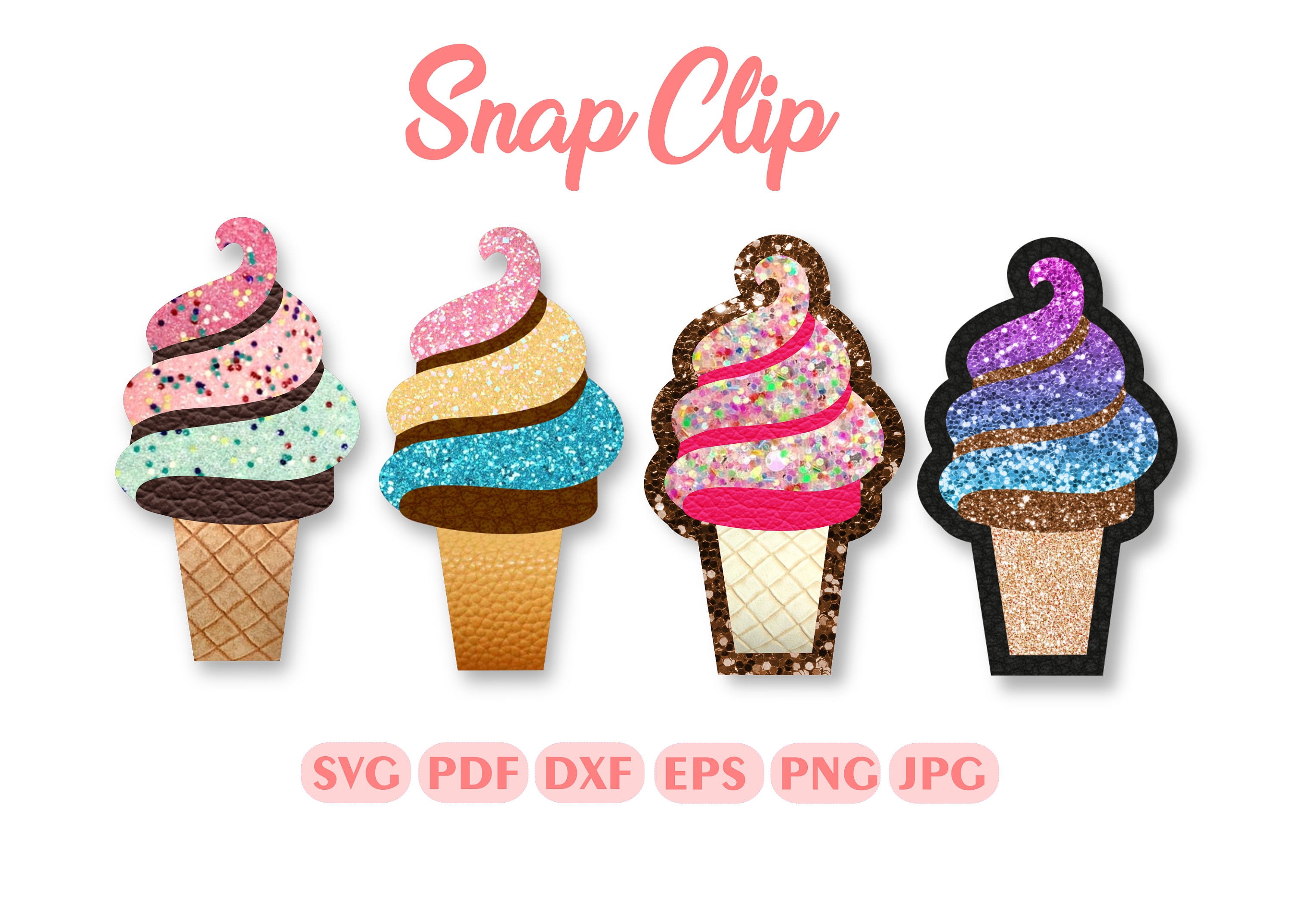 Ice Cream Snap Clip SVG Snapclip Template Clippie Cover Etsy