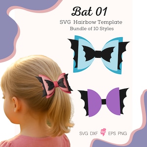 Bat Bow Template SVG: Halloween Hair Bow Pattern (Digital Download