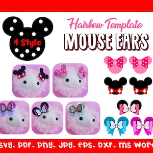 Mouse Ears Hair Bow Template SVG Bundle (Digital Download)