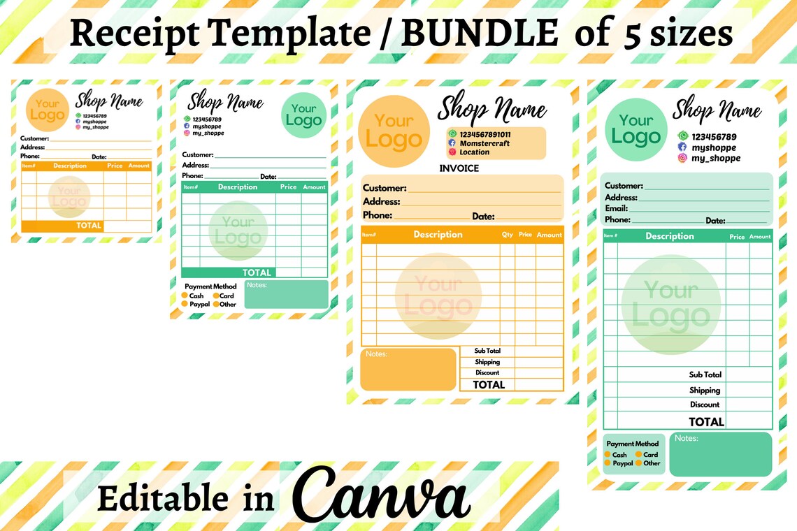 Canva Receipt Template / Receipt Book / Personalized Receipt / Etsy