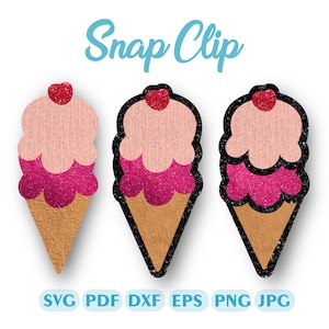 Ice cream Snap Clip SVG, Snapclip Template, Clippie Cover,  Hair Clip Svg, Bow Template, Bow SVG, cut files for Cricut Silhouette  #IC 01B