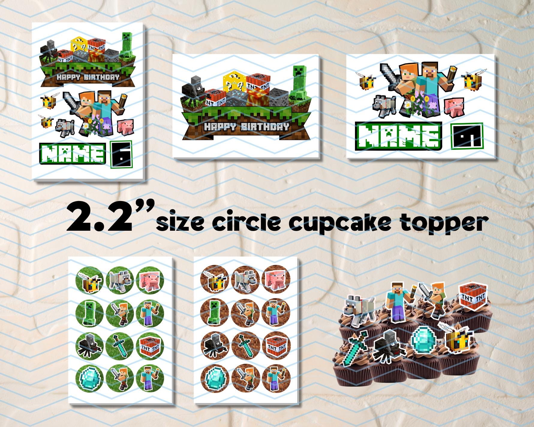 Custom Game Minecraft Digital Cake Topper