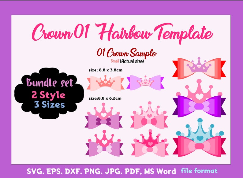 Download Crown Bow Template SVG Bow SVG Bow Template Hair Bow | Etsy