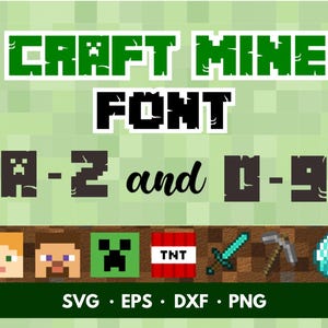 Paquete de fuentes Gamer Font CraftMine, alfabeto, letras y números Svg, PNG DESCARGA INSTANTÁNEA Archivos de corte Silhouette, archivos de corte Cricut (no instalables)