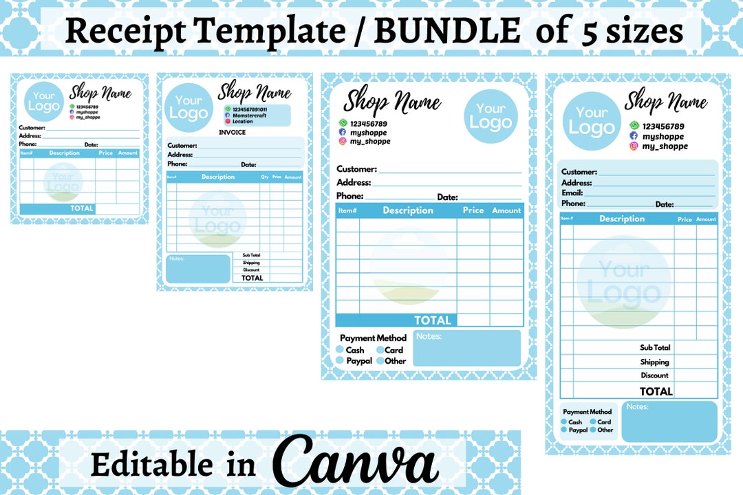 Canva receipt template / Receipt book / Personalized receipt / Editable ...