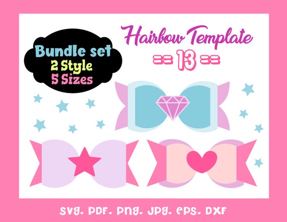 Download Free Bundle Of 2 Design 5 Sizes Hairbow Template Svg Pattern Etsy SVG Cut Files