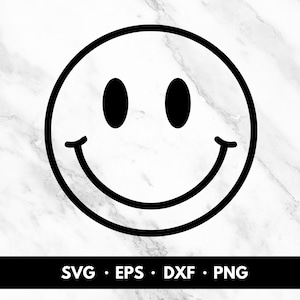 Smiley Gesicht SVG | Glückliches lächelndes Gesicht Vektordatei | Lustige Emoji Digital Download für Cricut & Silhouette | Süsses Lächeln Dxf/Eps/Png #01