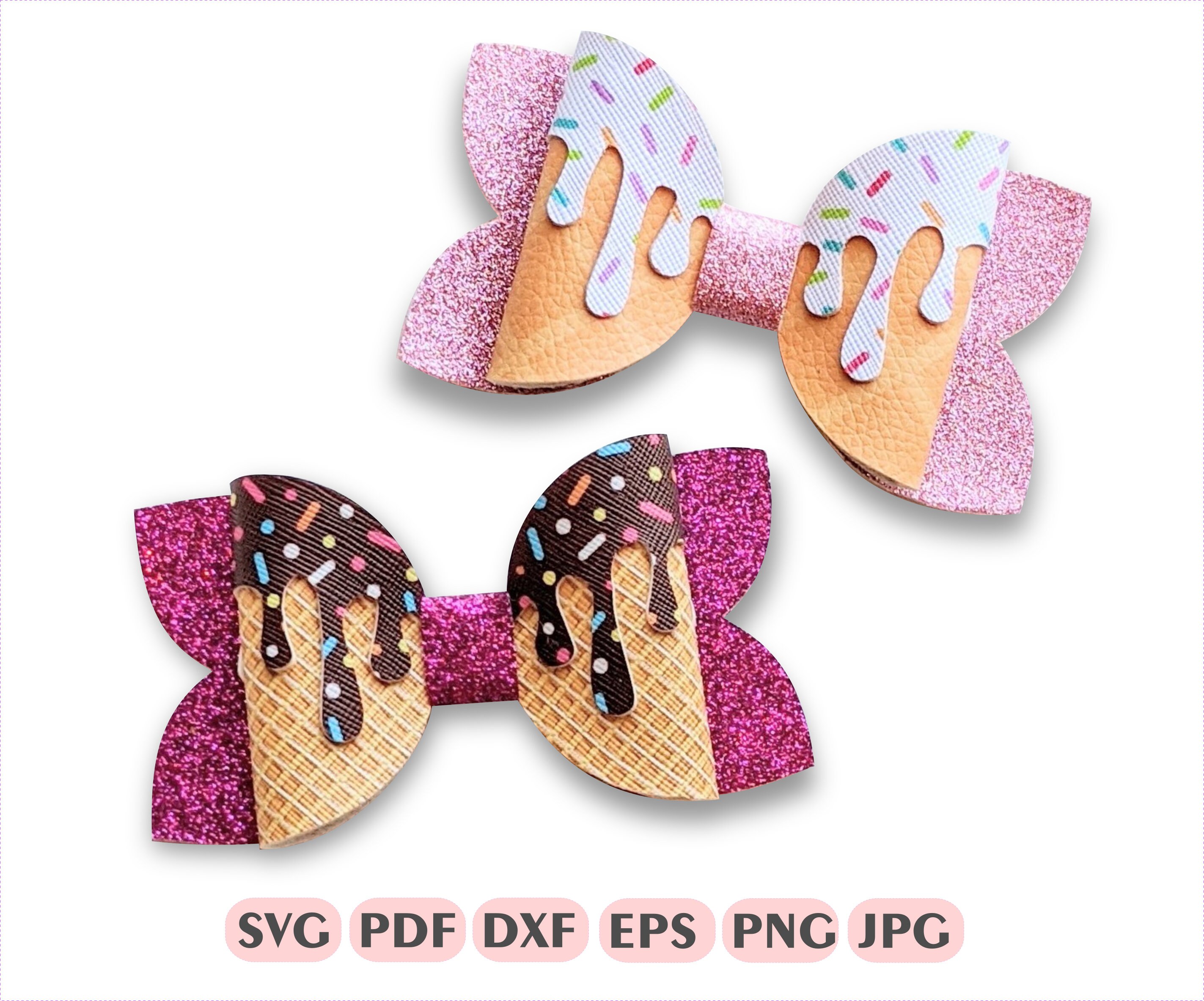 Ice Cream Melt Bow Template SVG, Bow SVG, Bow Template,  Hair Bow Tem…