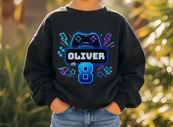 Editable Gamer Birthday Shirt PNG, Canva Template Custom Name