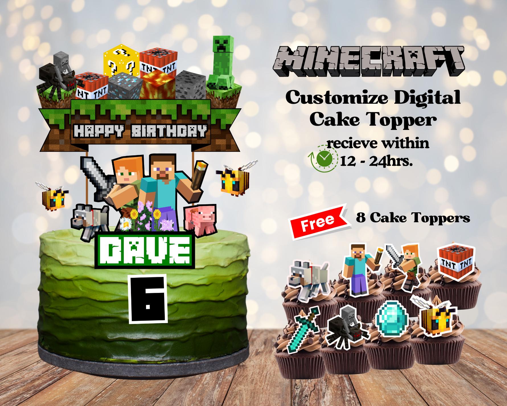 Custom Game Minecraft Digital Cake Topper