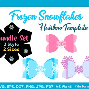 Frozen Snow Hair Bow Template SVG, Bow SVG, Bow Template, Hair Bow Template, Felt Bow Silhouette Cut Files, Cricut Cut Files, Diy hair bow