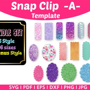 Bundle of 16-Snap Clip Template l Clippie Cover ++ Plus BONUS ++ l Svg l Dxf l Pdf l Eps l Png l Jpg