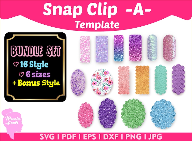 Bundle of 16-Snap Clip Template l Clippie Cover Plus BONUS l Svg l Dxf l Pdf l Eps l Png l Jpg image 1