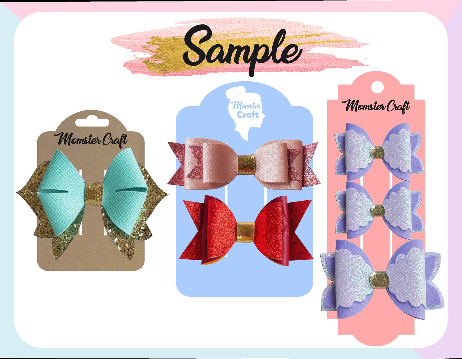 Hair Bow Display Card Bundle of 2 Style and 6 Sizes Total Etsy