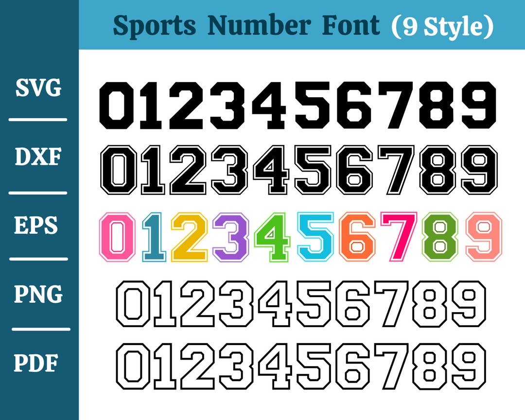 High Quality - 9 Style Bundle of Sports Numbers Font, Varsity Jersey ...