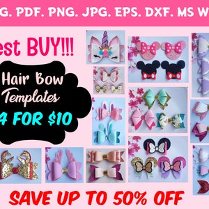 BEST BUY!! Bundle of 14 Design Hair bow Templates of your Choice | Cricut, silhouette cameo | SVG, Pdf, Png, Jpg,Svg, Dxf, Eps and Word doc.