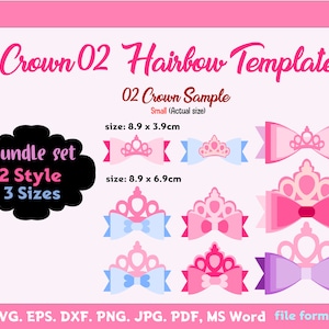 Crown Hair Bow Template SVG Bundle (Digital Download)