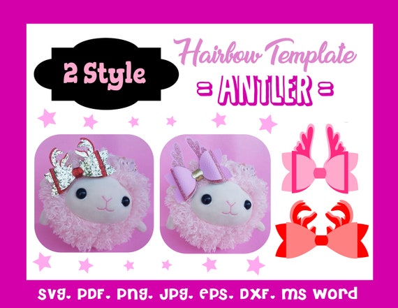 Download Free Bundle Of 2 Style Antler Hair Bow Templatesvg Pattern Cricut Etsy SVG Cut Files