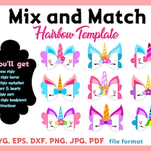 Unicorn Hair Bow Template: SVG, Cricut, DIY (Digital Download)