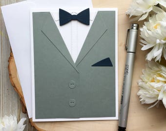 Birthday Card, Handmade Card, Tuxedo Birthday Card, Dads Day Card, Shirt Card, Birthday Card for Men, Brother, Father, Grandpa, Dad