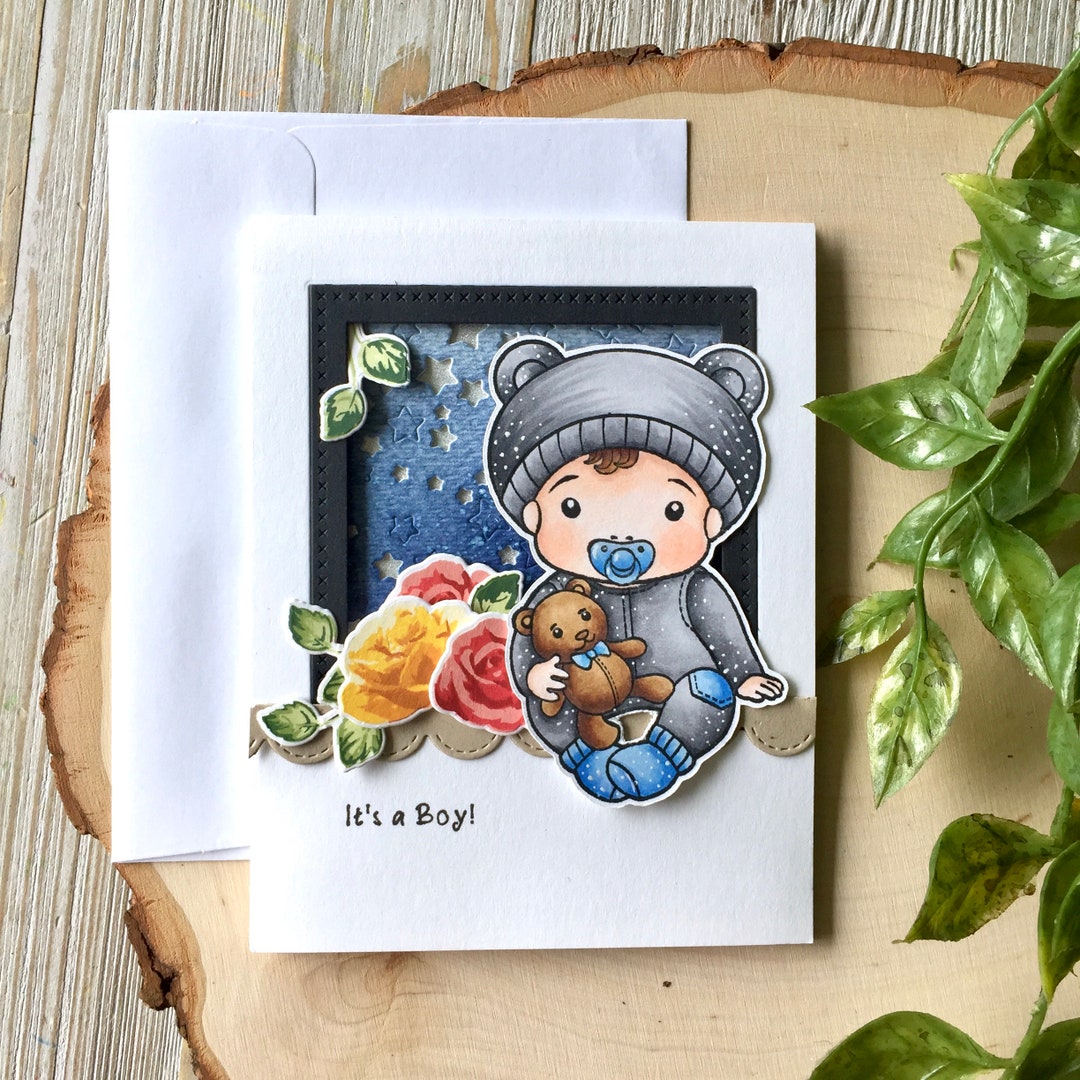 Baby Shower Card, Handmade Card, Its a Boy, Boy Baby Shower Card, Baby