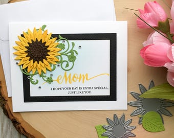 Mothers Day Card, Handmade Mothers Day Card, Mom Birthday Card, Birthday Card for Mom, Flower Mothers Day Card, Mothers Day Flower