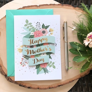 Mothers Day Card Happy Mother Card Mothers Day Cute Mothers Day Card voor mama Flower Card voor Mother Gift Cute Gold Mothers Day Card Handgemaakt