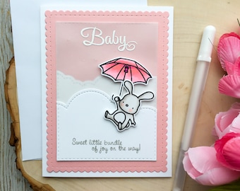 Baby Shower Card, Handmade Card, Greeting Card, Baby Shower Cards, Baby Girl Card, Baby Girl Card, Its a Girl, Woodland Baby Shower Card