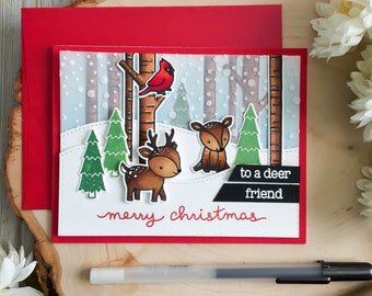 Handgemachte Weihnachtskarte, Freund Weihnachtskarte, handgemachte Weihnachtskarte, Frohe Weihnachten, Hirsch-Weihnachtskarte, Reinde Weihnachtskarte, Hirsch