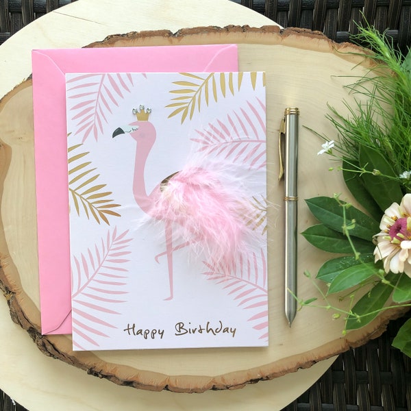 Birthday Card for Kid Bday Card for Girl 1st Birthday Card Flamingo Birthday for Baby Card for Toddler Birthday Card for Child Bday Card