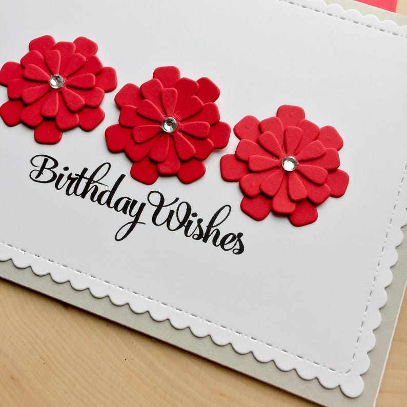 Handmade Birthday Card Happy Birthday Birthday Card Flower Etsy