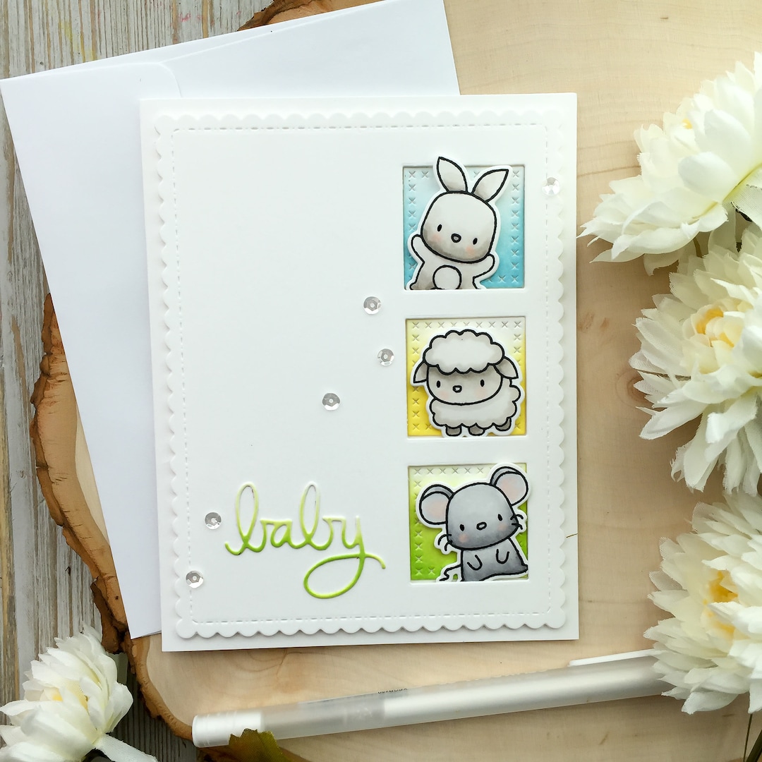 Baby Shower Card Handmade Baby Card Boy Greeting Card Farm Animals