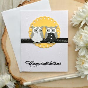 Carte de mariage faite à la main Carte de mariage mariée et le marié Mr et Mme Owl Card Carte de voeux faite à la main Mr & Mrs Bridal Shower Card pour la mariée