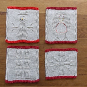 Dishcloth knitting patterns - Collection of 4 Christmas patterns