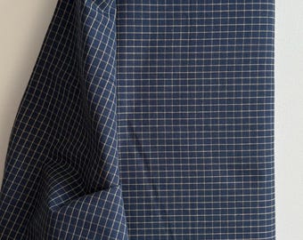 Americana Navy blue Homespun Fabric: Windowpane Print, Rustic Decor